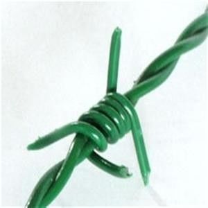 Green / Grey PVC Plated Barbed Wire PVC Coated Galvanized Iron Wire