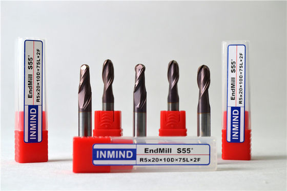 Grinding Solid Carbide Ball Nose End Mill For Stainless Steel , Standard Length