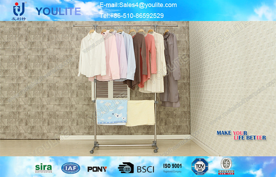 Stainless Steel Double Layer Standing Heavy Duty Clothes Drying Rack for Shirt and Towel