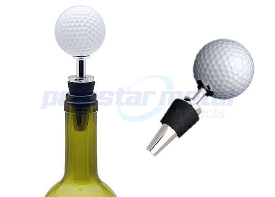 Professional 4-1/4" Polished Chrome Zinc Alloy Golf Ball Wine Bottle Stoper