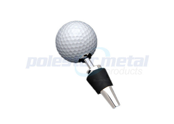 Professional 4-1/4" Polished Chrome Zinc Alloy Golf Ball Wine Bottle Stoper