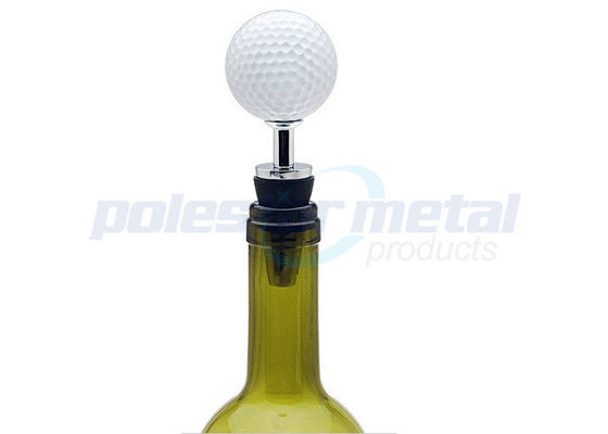 Professional 4-1/4" Polished Chrome Zinc Alloy Golf Ball Wine Bottle Stoper