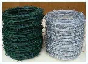 Green / Grey PVC Plated Barbed Wire PVC Coated Galvanized Iron Wire